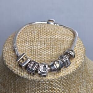 Vintage Biagi Stainless Steel 6 Charm Bracelet